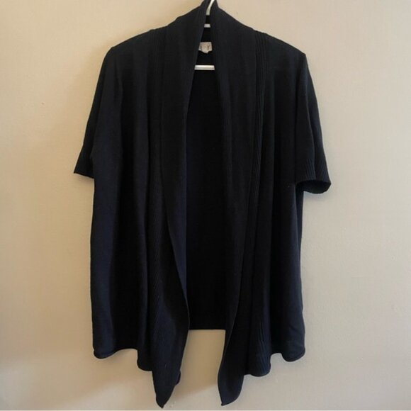 Y2K Suzy Shier Black Open Front Short Sleeve Knit Cardigan - Picture 2 of 12